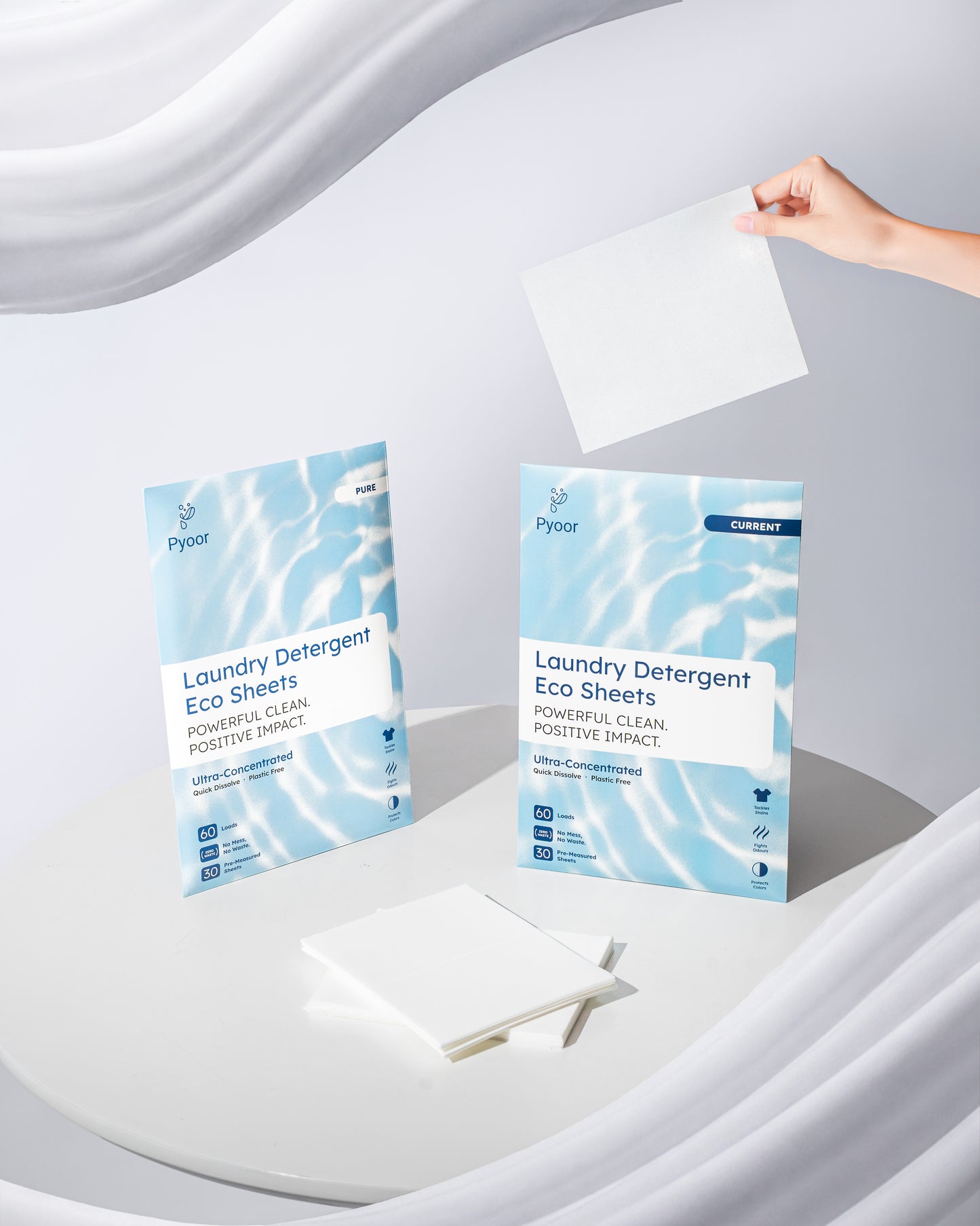 Pyoor Discovery Bundle with Pure and Current laundry detergent eco sheets
